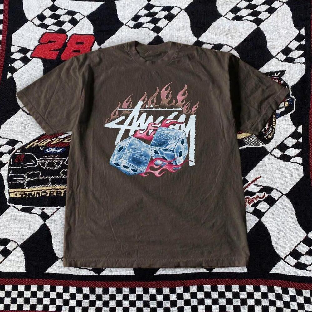Brown StSsy Graphic Tee With Dice